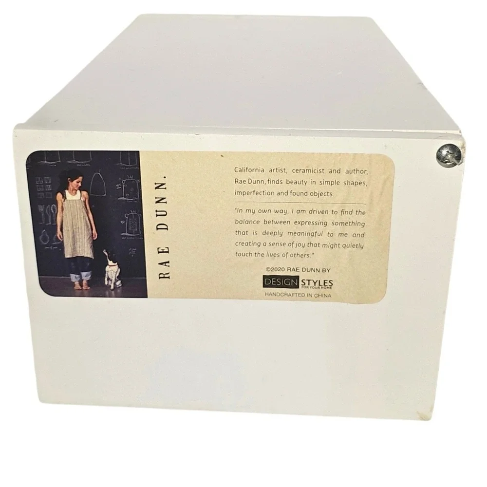 Rae Dunn White Wooden Jewelry Box Organizer with Mirror & Drawer Farmhouse Style